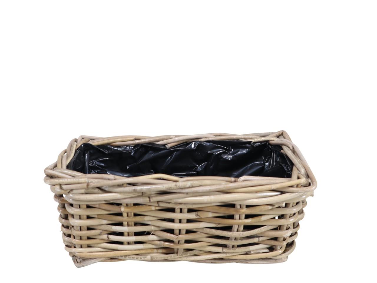 Pflanzrechteck  Kubu-Rattan grau L27x14xH11cm