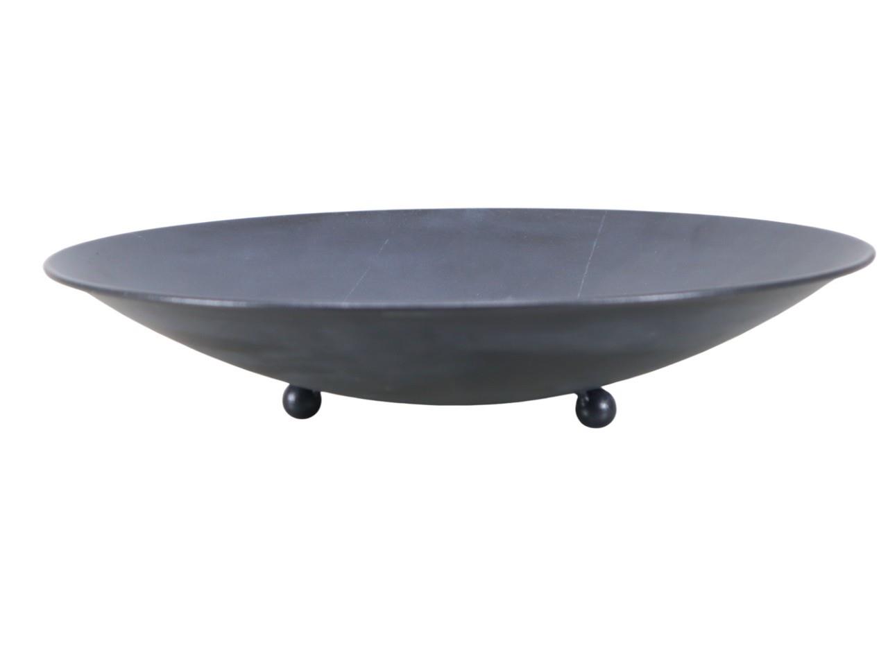 Schale auf Füßchen Metall anthrazit D40xH10cm