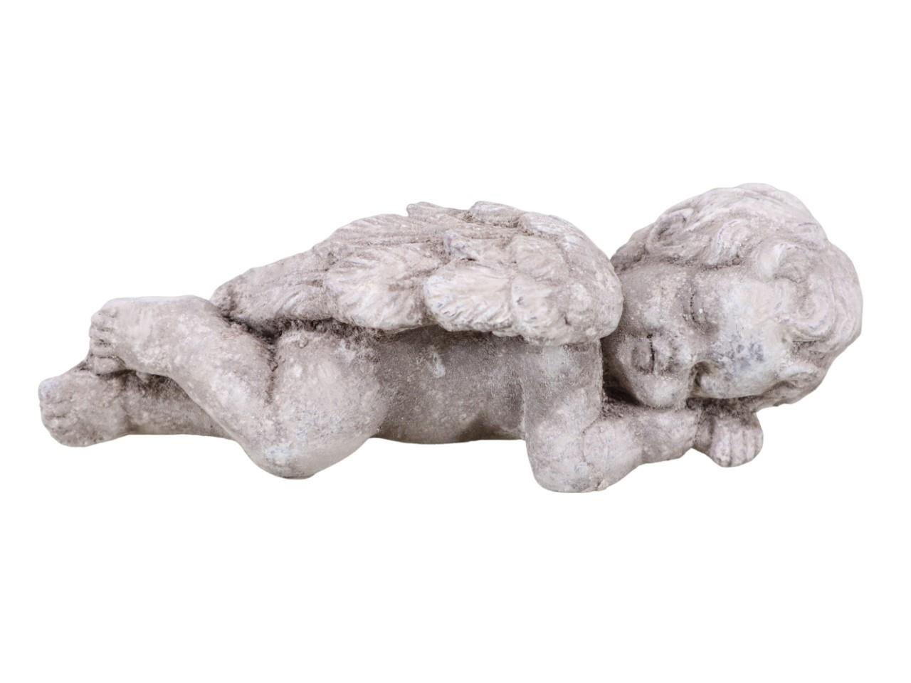 Engel liegend Zement taupe-weiß L25cm