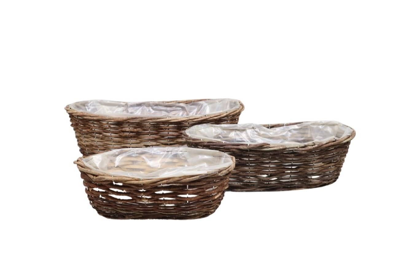 Korbsatz oval Set/3 Rattan natur L45/37/29cm