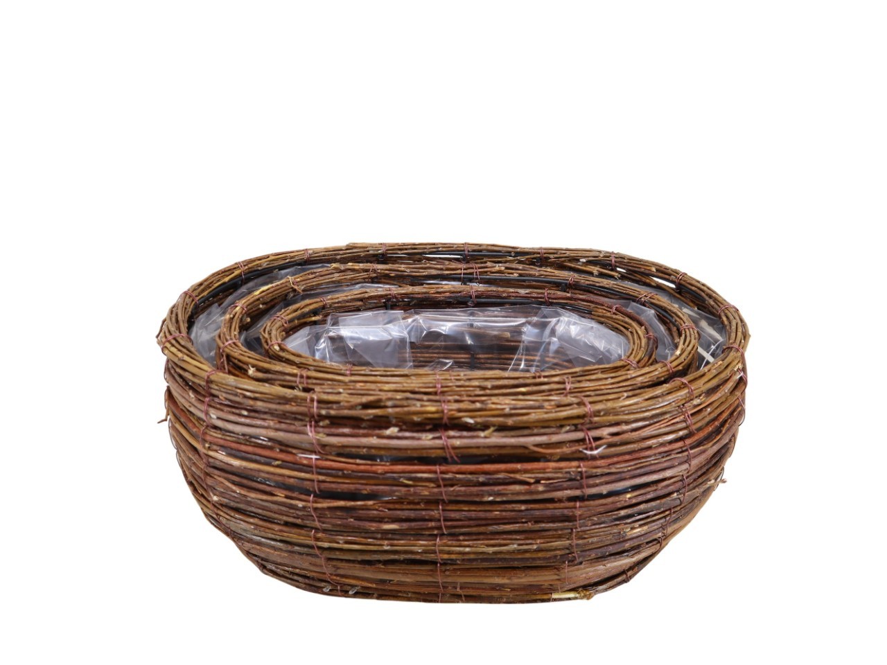 Pflanzkorb oval Weide Set/3 natur D44x31cm