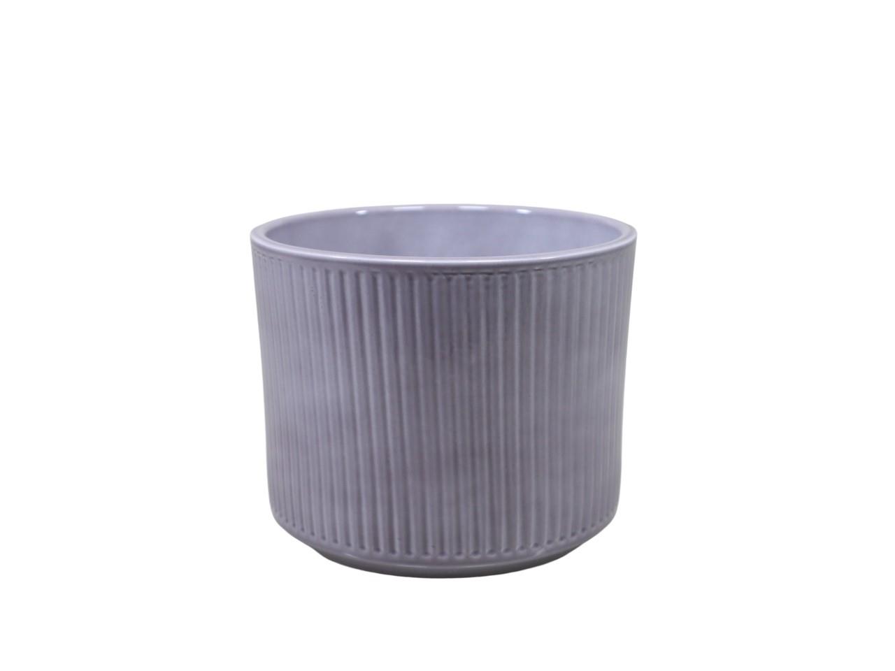 Keramikübertopf Stripes grau-lasur D14cm