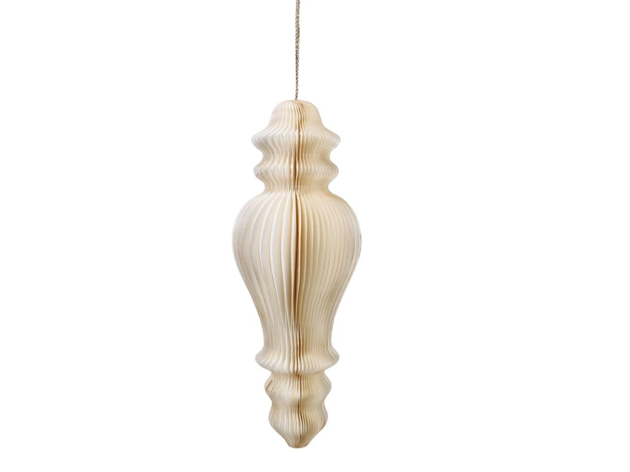 Ornament hängend Papier creme-gold L20cm