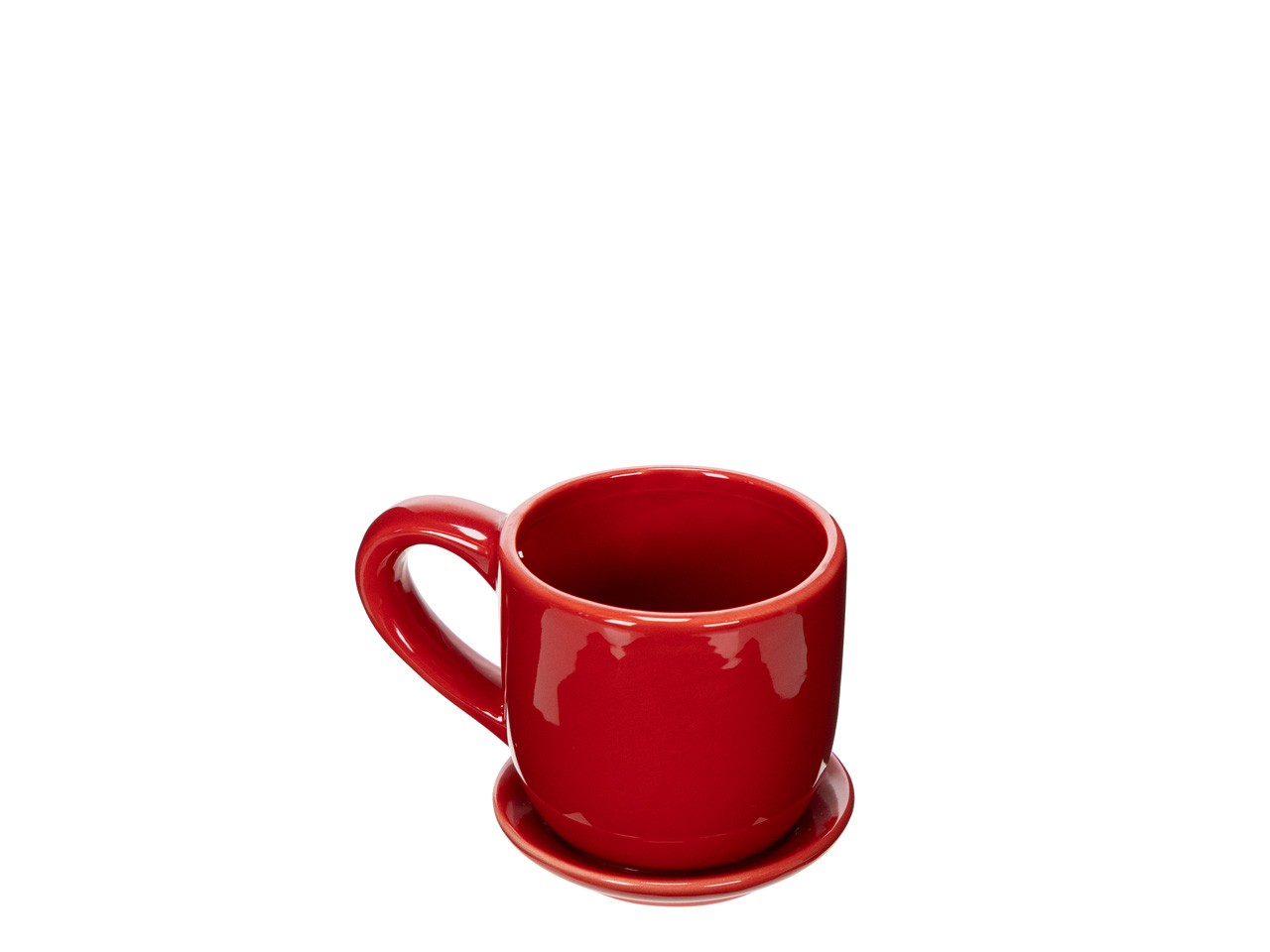 Übertopf Tasse Keramik rot 11 x H 7cm (D 6,5 cm innen)