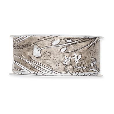 Leinen-Druckband Wiese 40 mm 15 Meter natur/black/white 100 Leinen-Druckband Wiese 40 mm 15 Meter natur/black/white 100