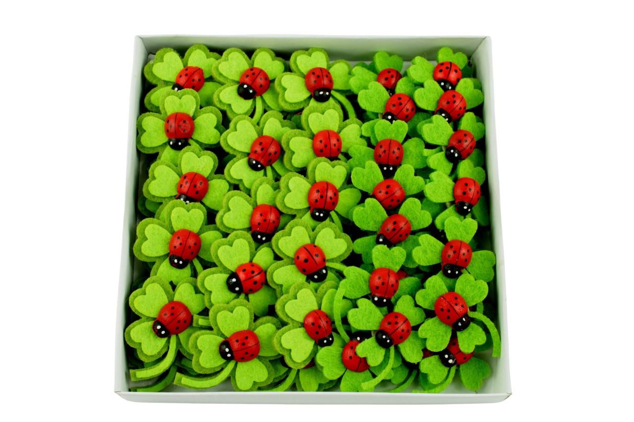Streuer Glücksklee Filz mit Marienkäfer grün-rot 3cm