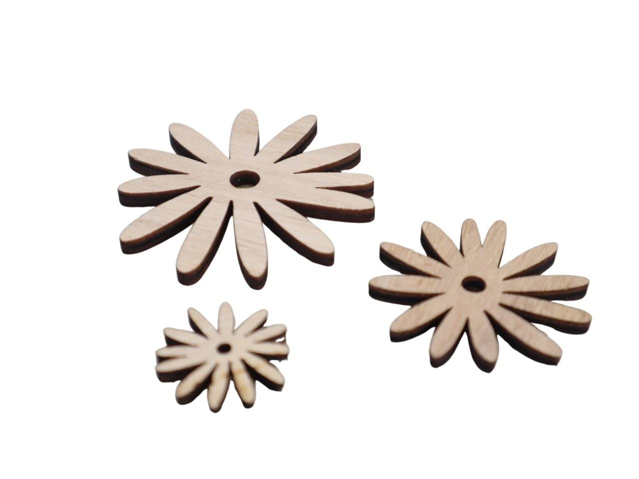 Streuer Blume Holz 3/5/7cm natur/weiß sort.