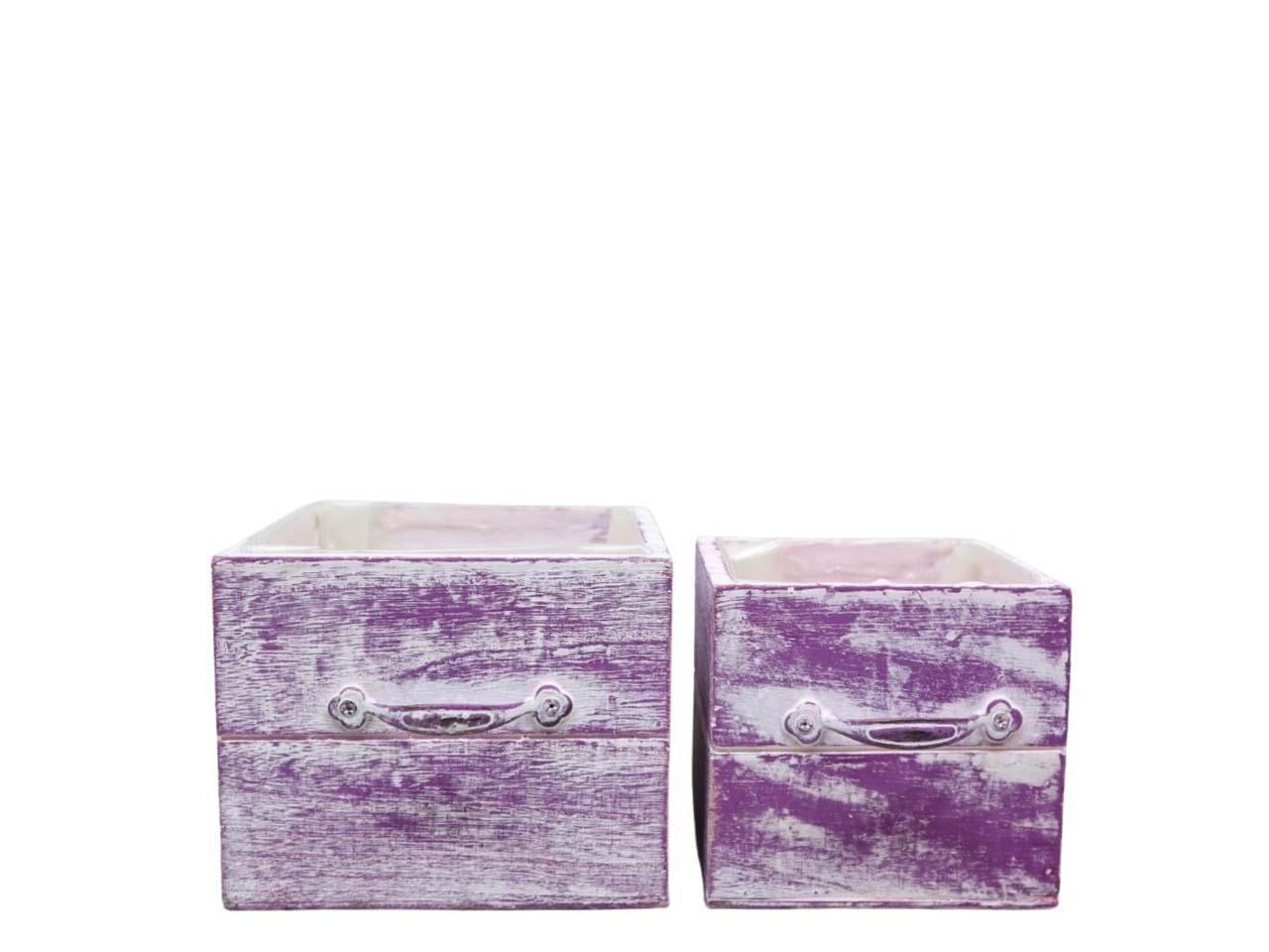 Schubladen Inga Holz lila/white-washed Set/2 D15+12cm Schubladen Inga Holz lila/white-washed Set/2 D15+12cm