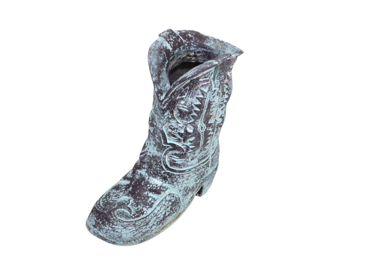 Stiefel Blütendekor mint/braun Poly H23xL23cm