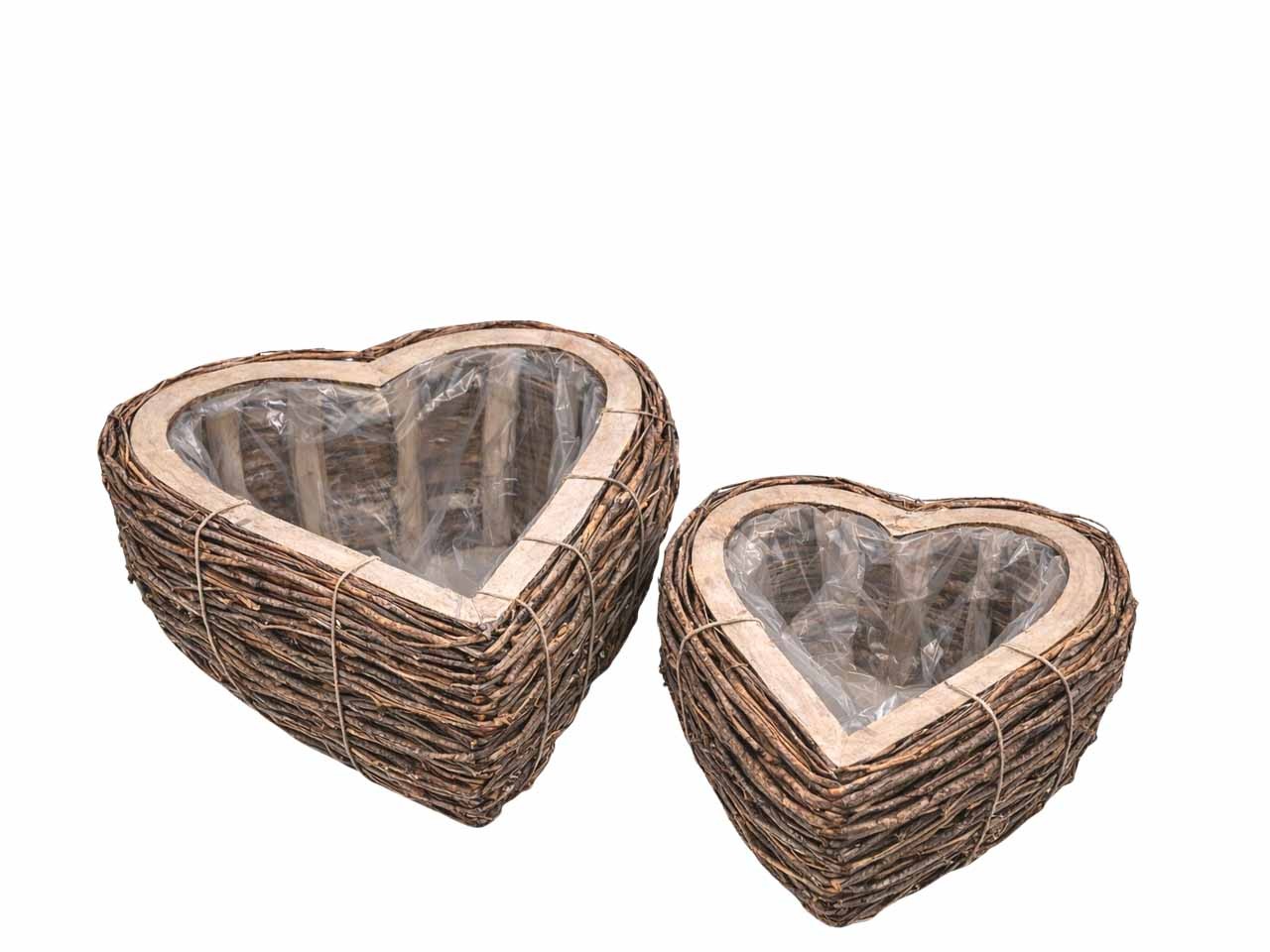 Pflanzherz Set/2 Weide natur D25/16cm