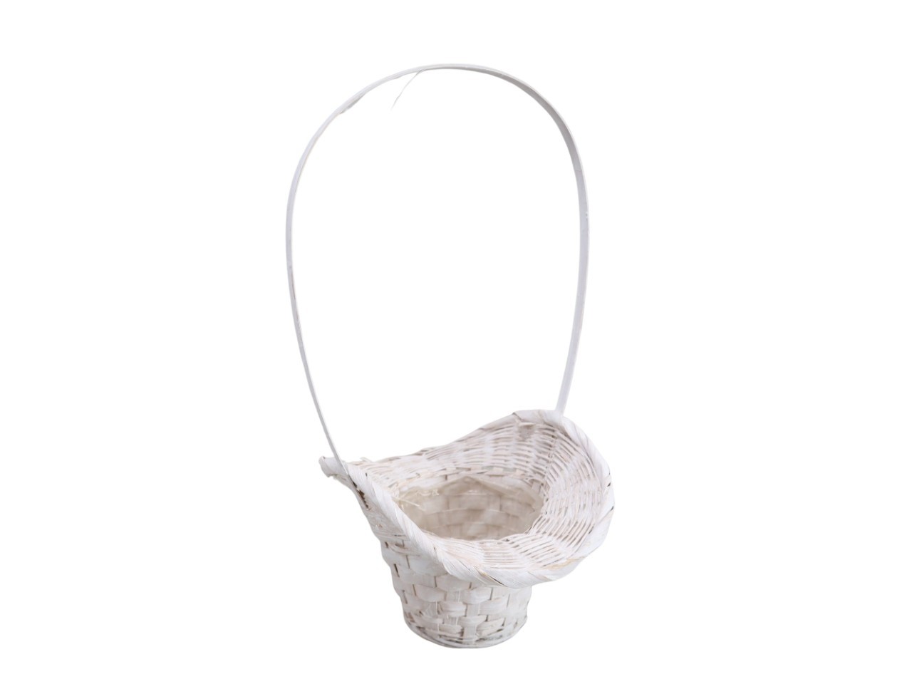 Streukörbchen Bambus weiß m. Henkel H36cm