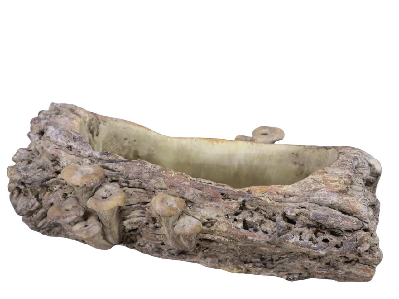 Pflanzschale m. Pilzen Zement grau-braun 30 cm Höhe 10 cm