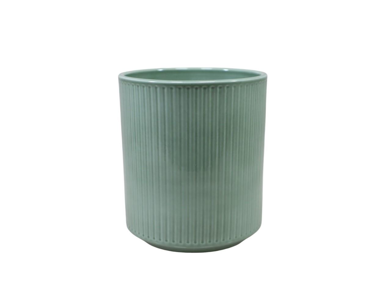 Keramikübertopf für Orchideen Stripes salbeigrün-lasur D13cm Keramikübertopf für Orchideen Stripes salbeigrün-lasur D13cm