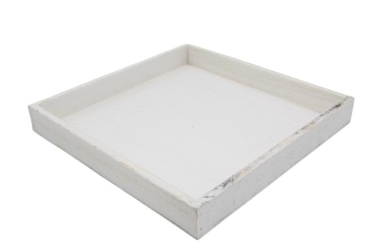 Tablett Holz weiß viereck D25cm Tablett Holz weiß viereck D25cm