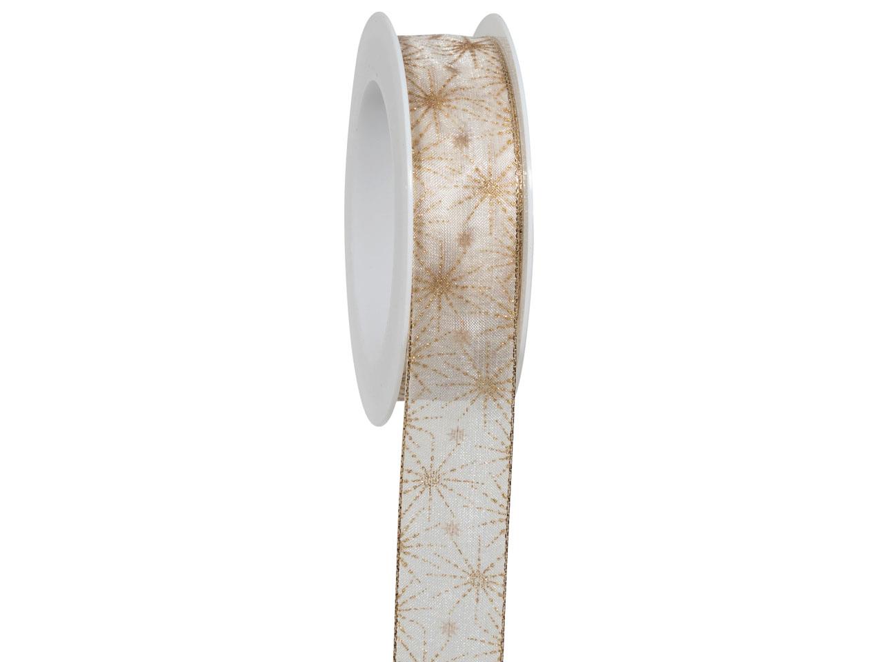 Band Ice Crystal 25 mm 18 Meter creme/gold 021/15
