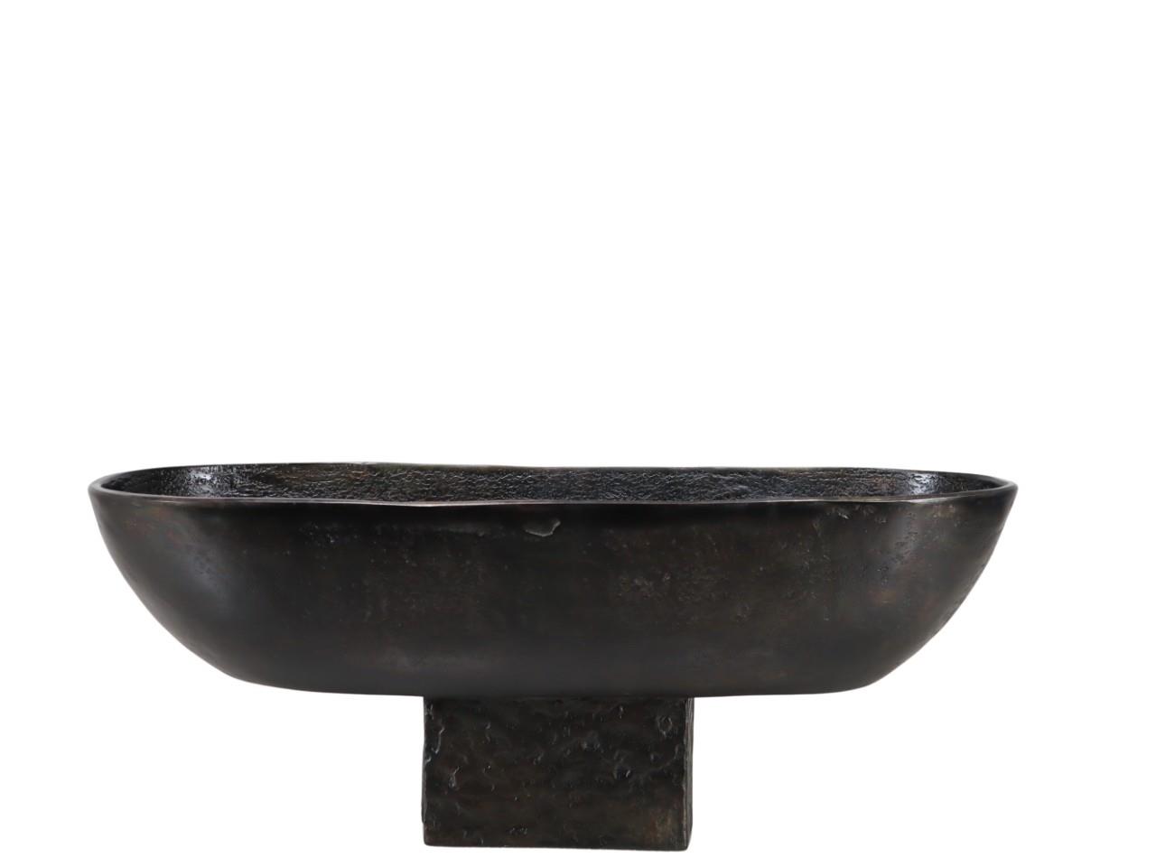 Schale mit Fuß oval Aluminium schwarz B46xH19cm