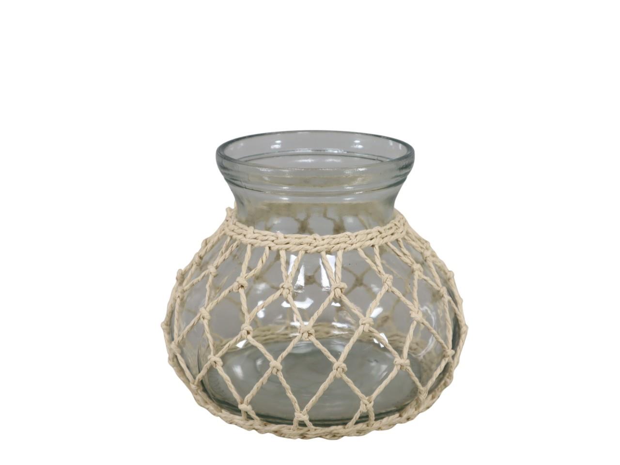 Windlicht Glas mit Seegras natur-hell H16xD17,5cm