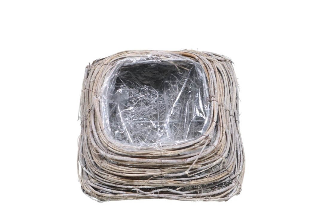 Pflanzkissen Rattan gekalkt D25x25cm