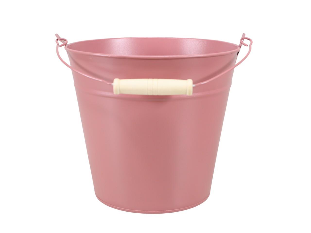 Übertopf mit Henkel Metall altrosa D21cm