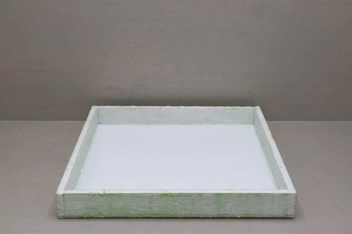 Tablett quadratisch Holz hellgrün 24,5x3x24cm