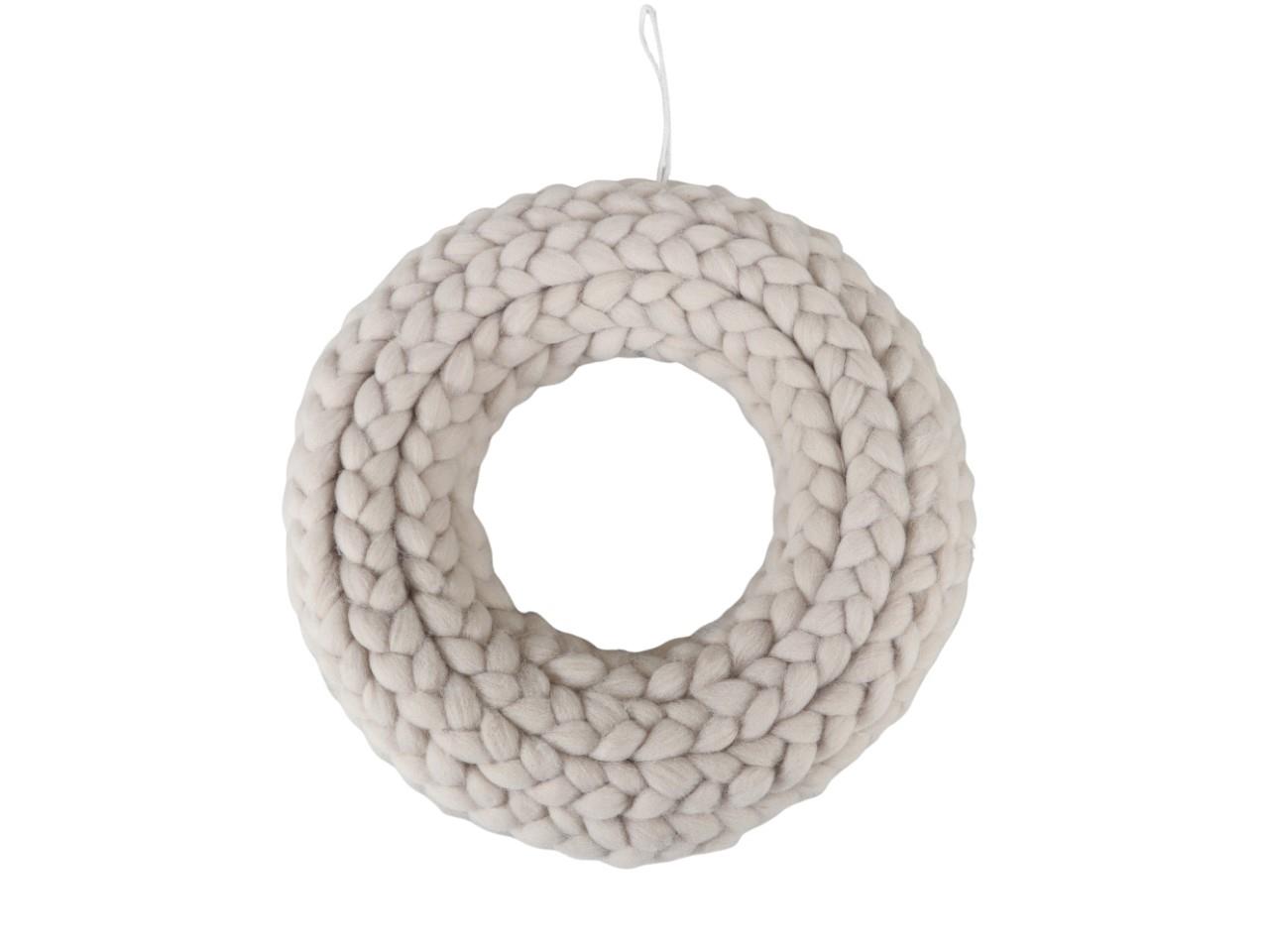 Kranz hängend m. Filzlunte geflochten taupe D30cm