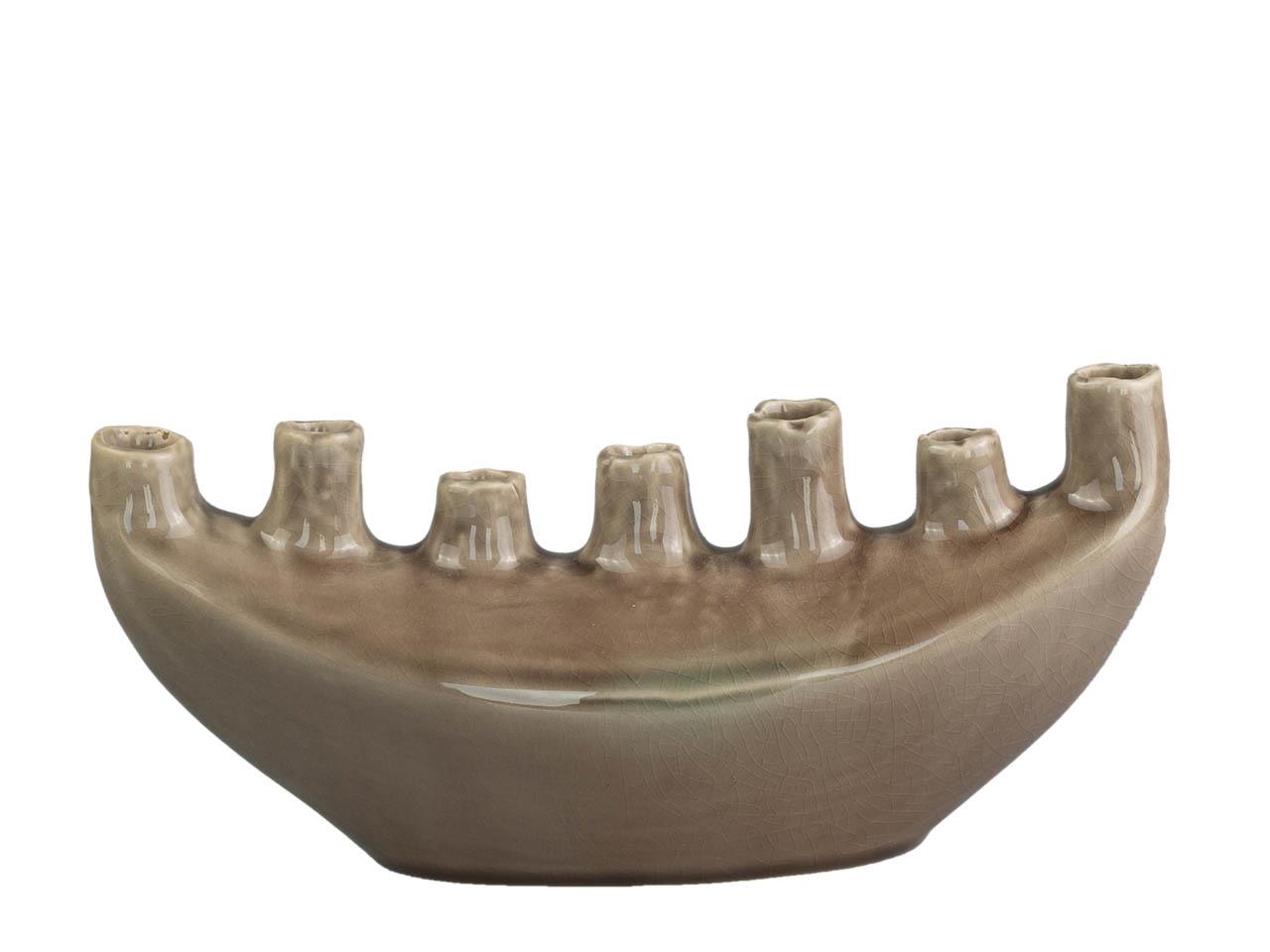 Vase Schiffchen Keramik taupe L23,5xH11cm