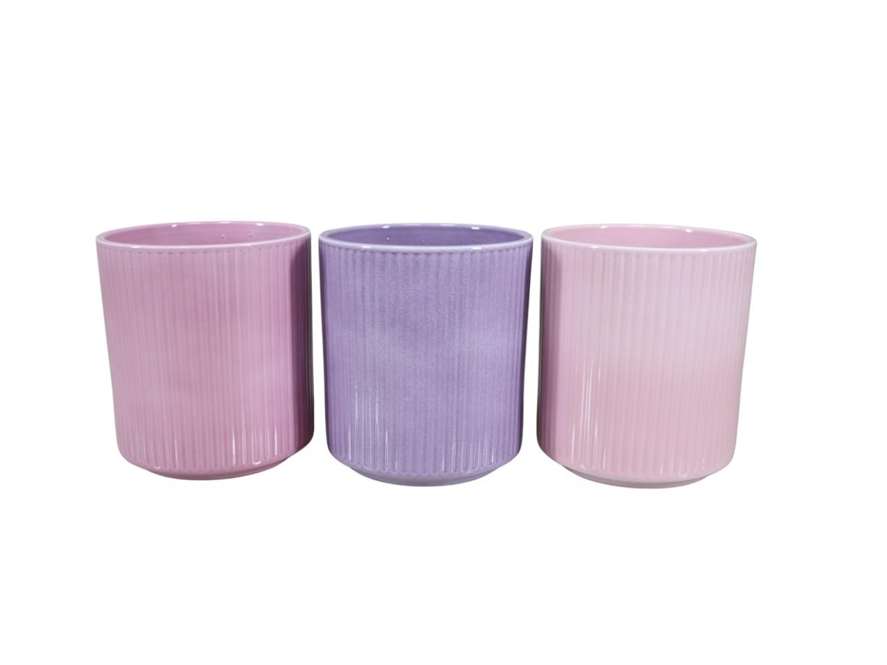 Keramikübertopf für Orchideen Stripes rosa-mix D13cm