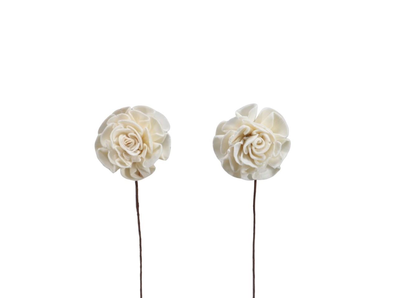 Rose Ming 4cm weiß gestielt am Draht