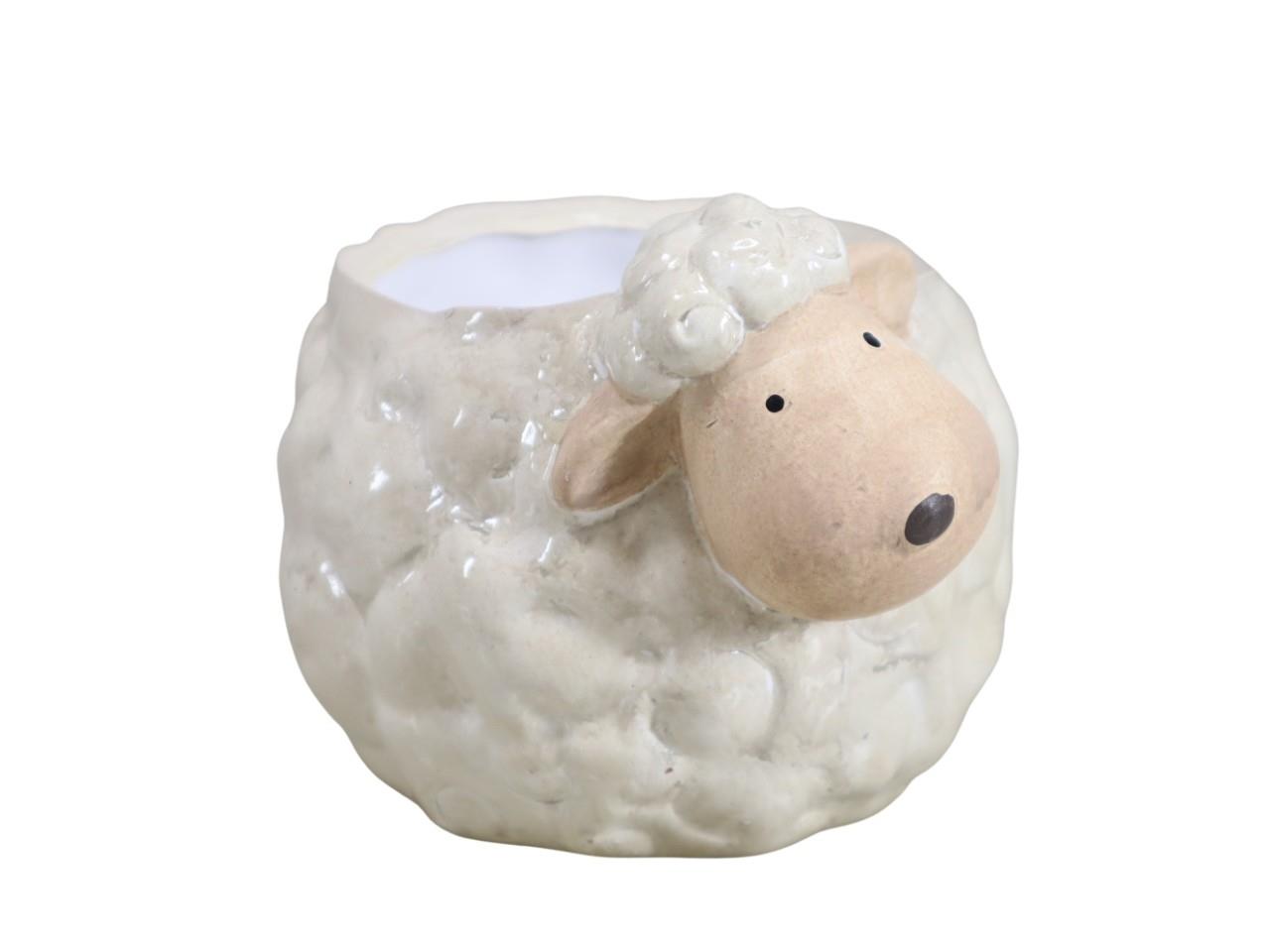 Pflanztopf Schaf Keramik weiß 17,5x12,5cm