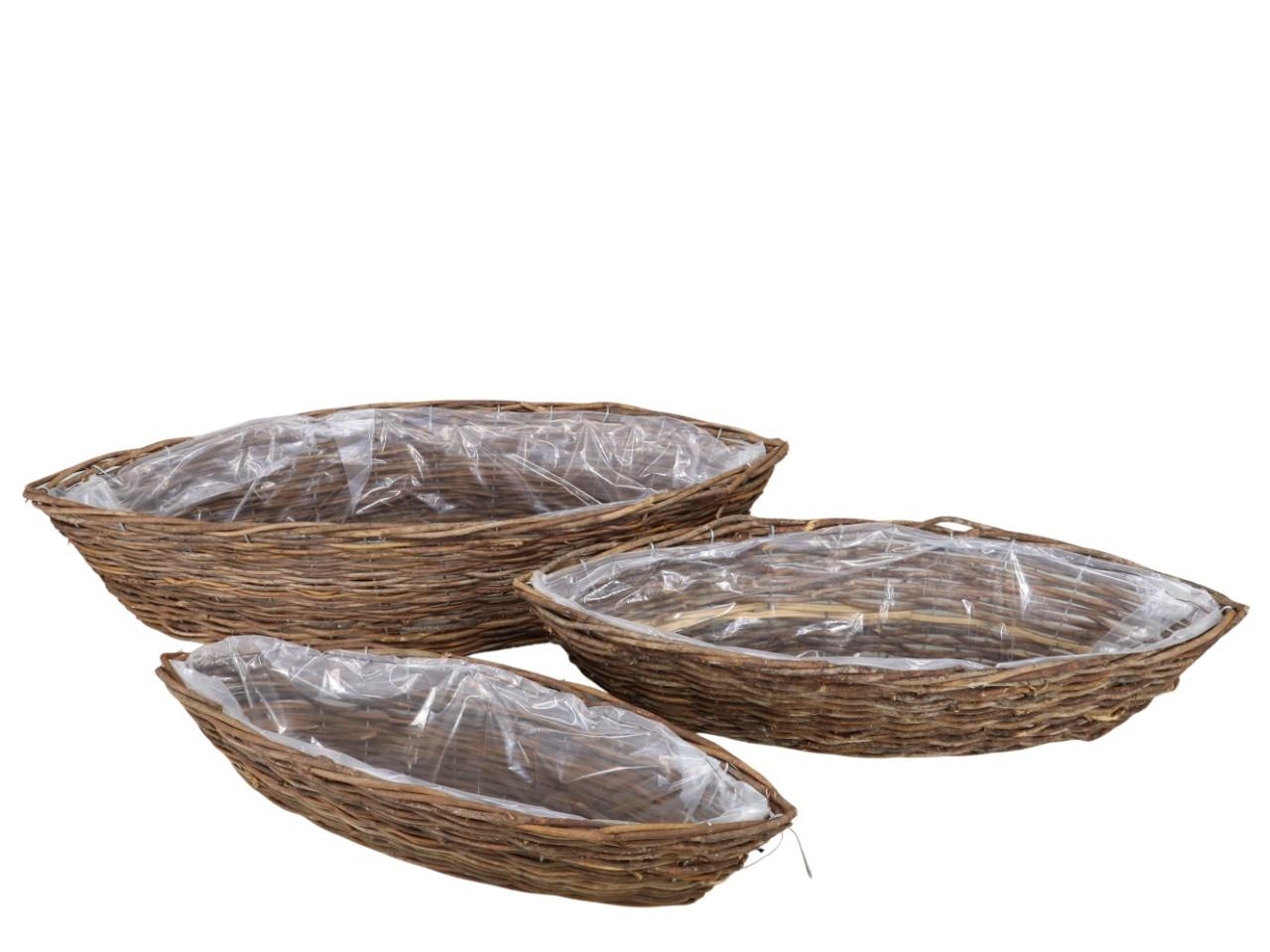 Korbsatz Schiff Rattan natur Set/3 L62/54/48cm