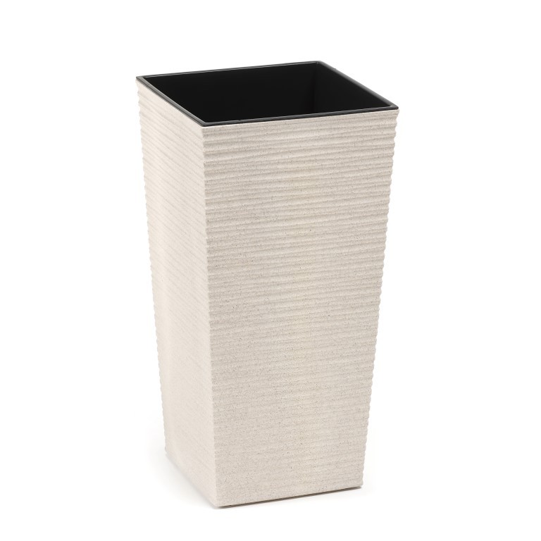 Eco Vase Plastik H36/D19cm eckig cream m.Einsatz 830-05