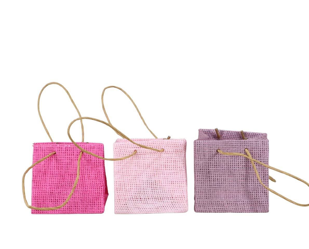Jutetasche m. H. wasserfest rosamix D10,5x10,5cm