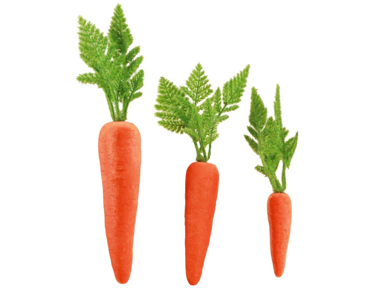 Karotte beflockt Kunststoff orange/grün 6 Stück 11/16/22cm