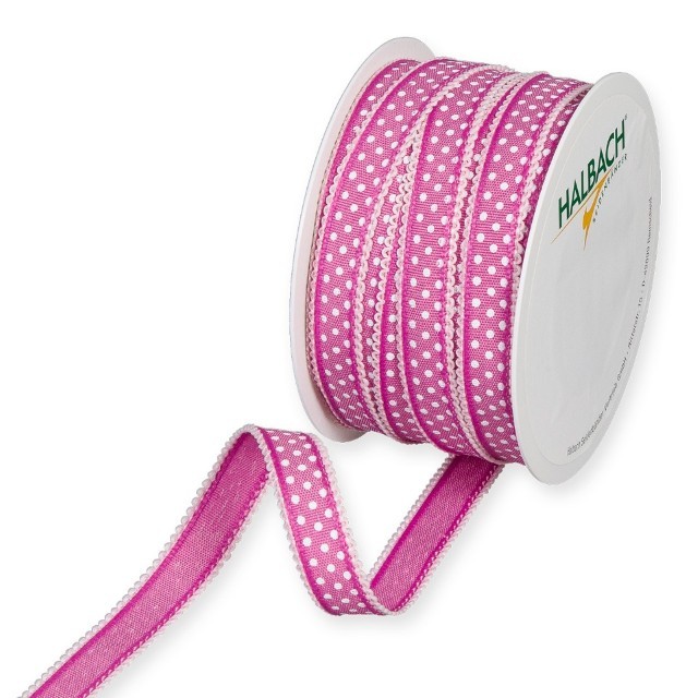 Druckband Punkte 15 mm 25 Meter pink/white 512