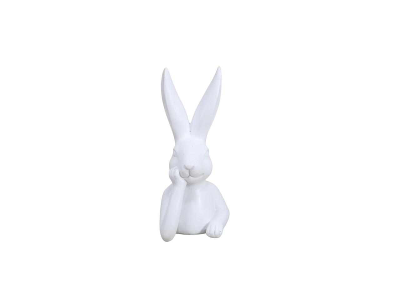 Hase denkend Polyresin weiß D7,4xH15cm