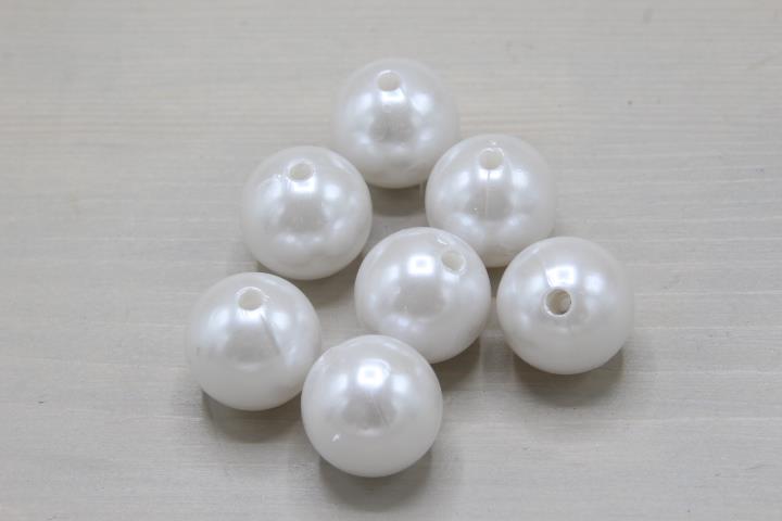 Perlen Kunststoff weiß 14mm 300 Gramm