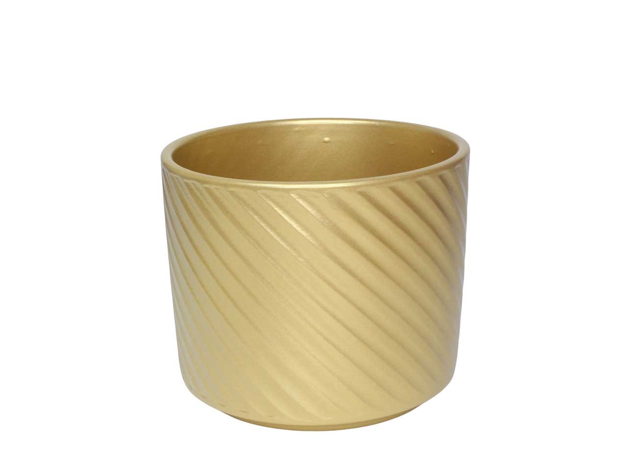 Keramikübertopf Spirelli perlgold D13cm