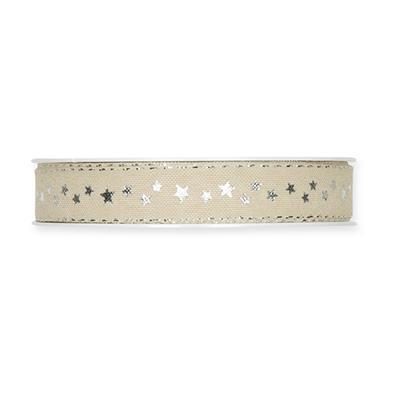 Druckband Sternchen 15 mm 18 Meter linen/silver 71