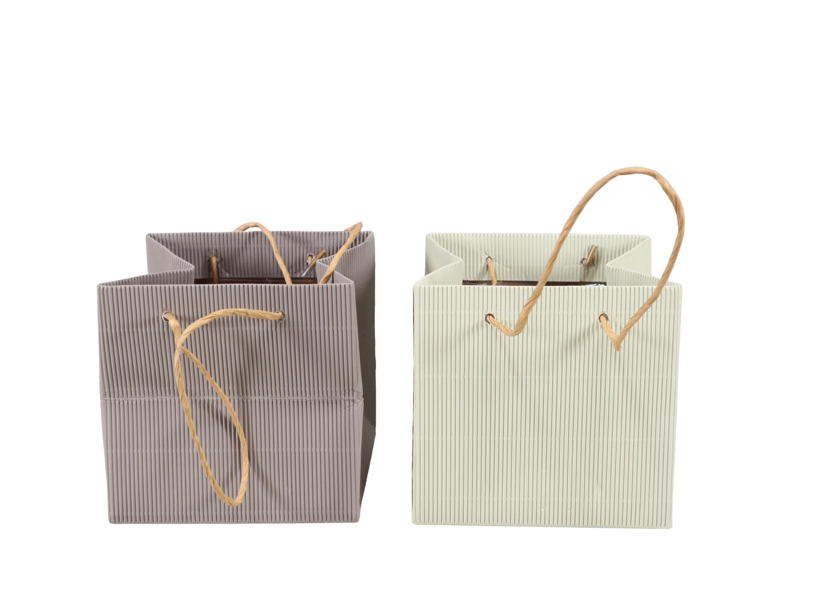 Pflanztasche Ribbel Papier creme-taupemix D14x14cm Pflanztasche Ribbel Papier creme-taupemix D14x14cm