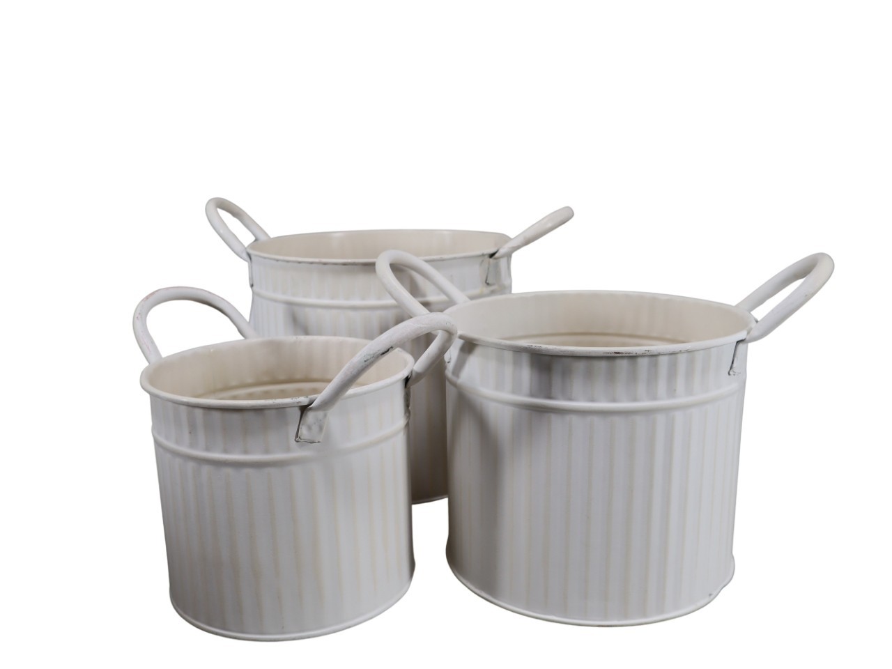 Übertopf mit Griffen Set/3 Metall creme D19,5cm