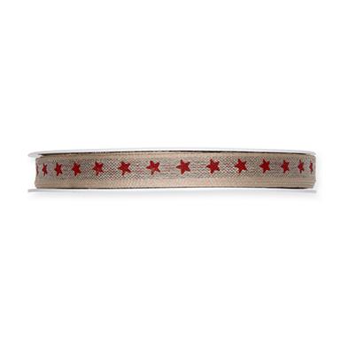 Leinen-Druckband Sterne 10 mm 15 Meter natur/red 65 Leinen-Druckband Sterne 10 mm 15 Meter natur/red 65
