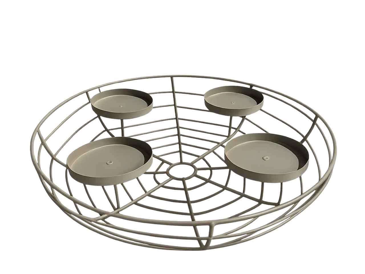Schale m. Kerzenhalter D8,5cm Metall creme D35cm