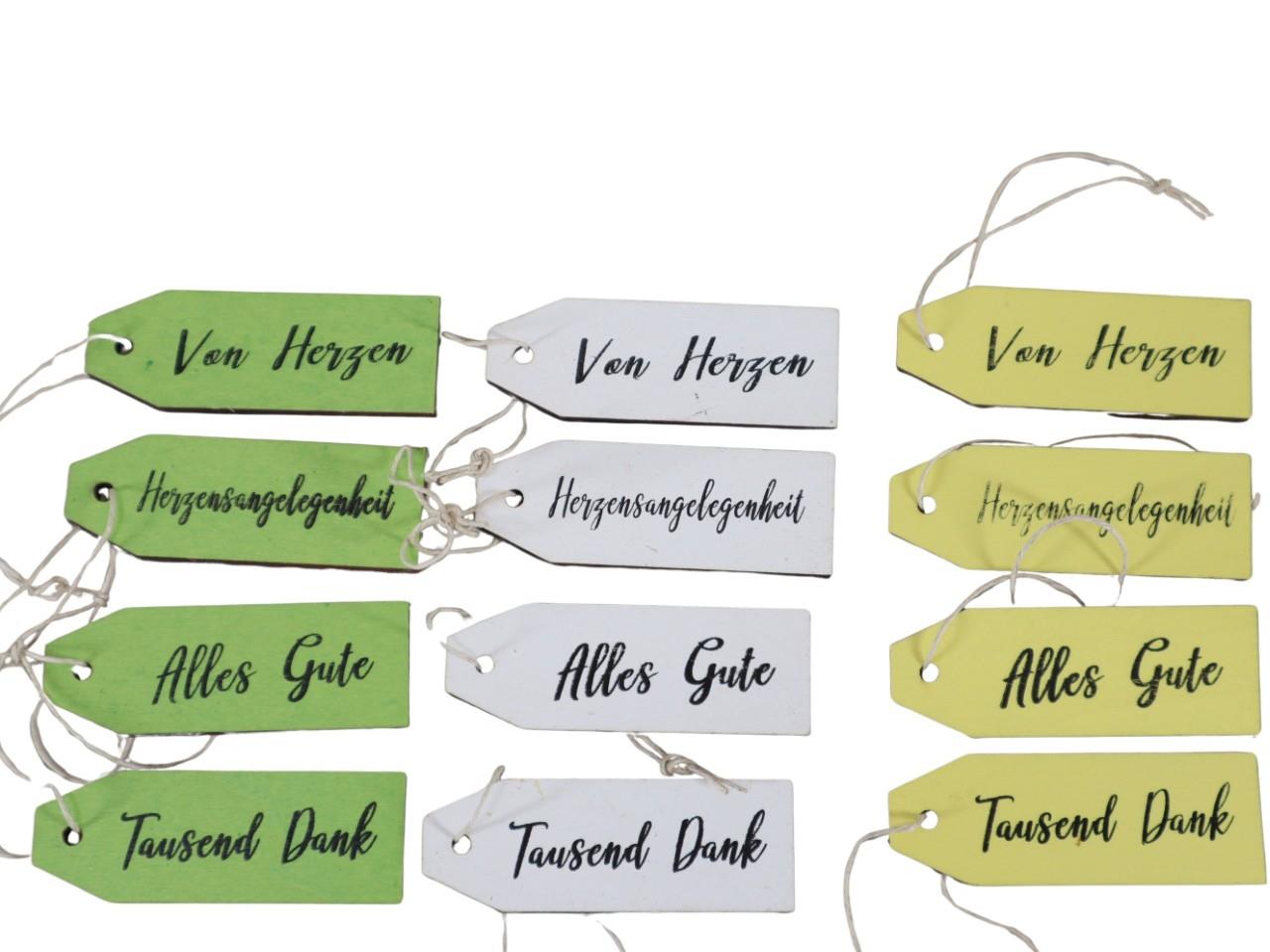 Hänger Schilder m. Schrift Holz farbmix D2,5x7cm