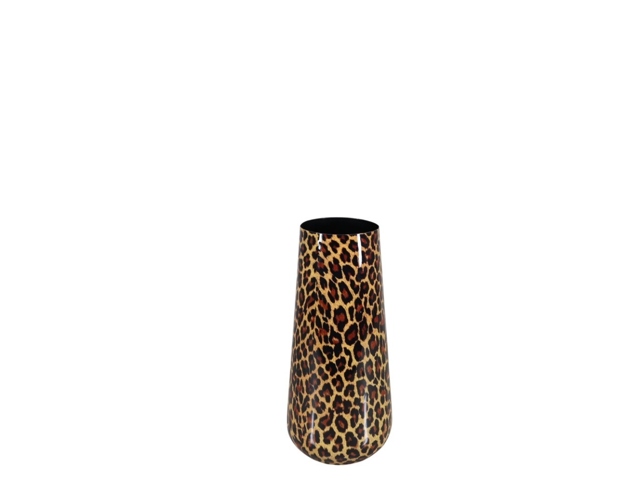 Vase Metall- Emaille Leopardmuster brauntöne H35cm