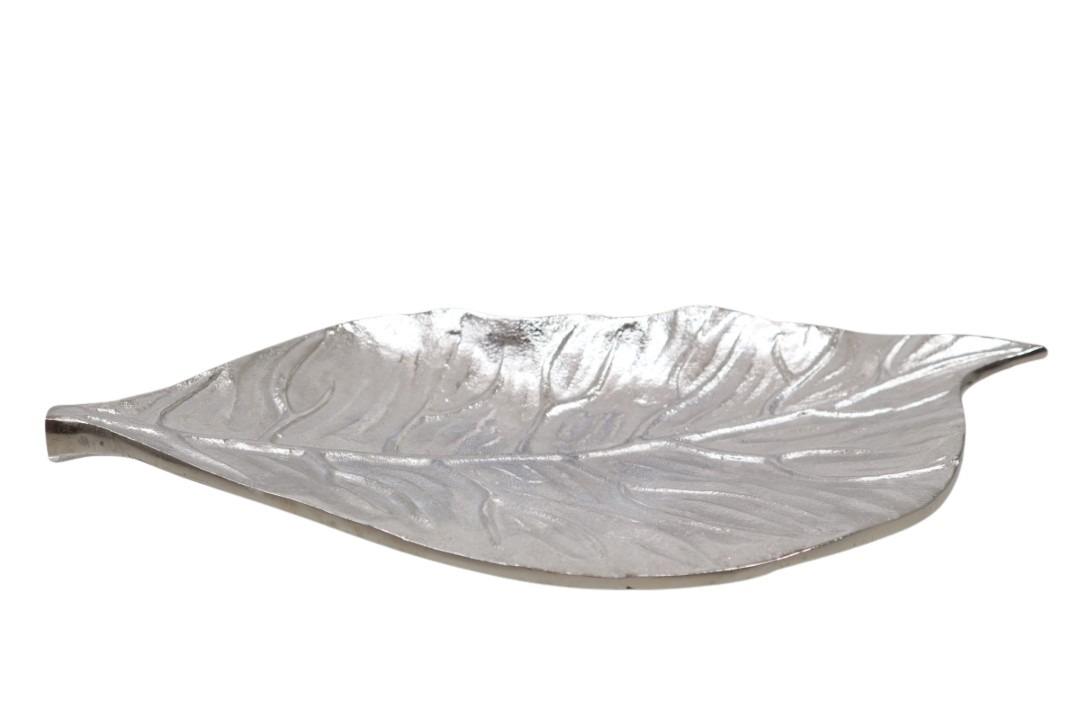 Tablett Blatt Aluminium silber 39x21x5cm Tablett Blatt Aluminium silber 39x21x5cm