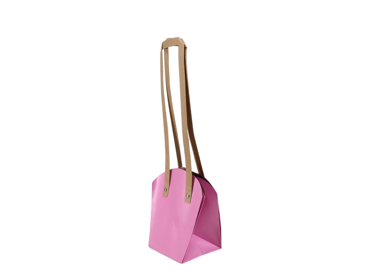 Papiertasche 15x15cm langer Henkel rosa