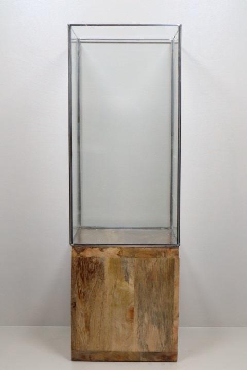 Glaswindlicht auf Holzsäule D26x26H81cm