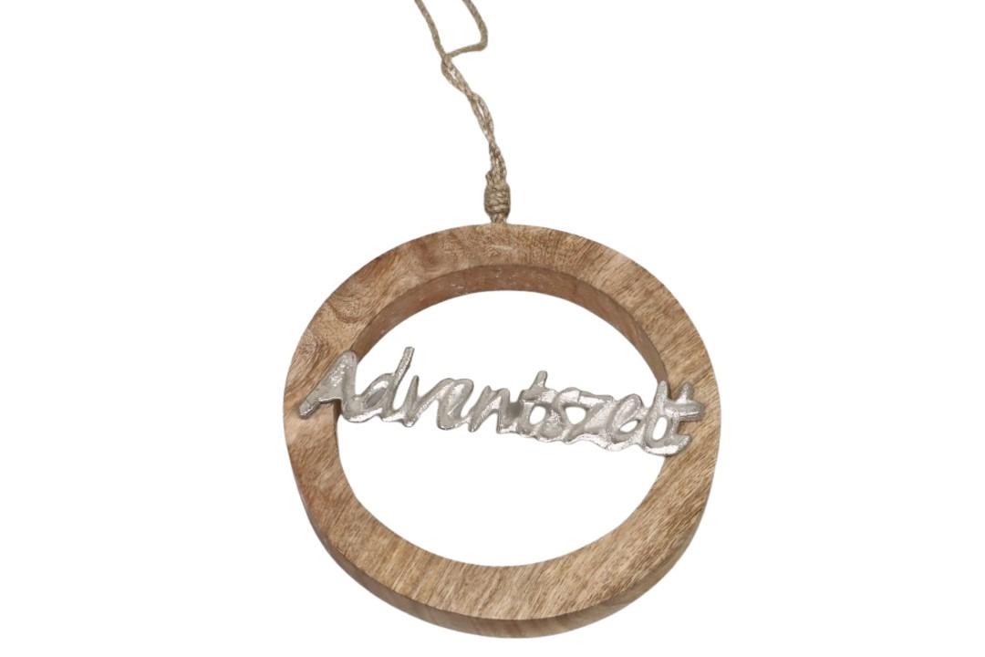 Hänger Ring Adventszeit Holz/Metall silber/natur 20x3cm Hänger Ring Adventszeit Holz/Metall silber/natur 20x3cm