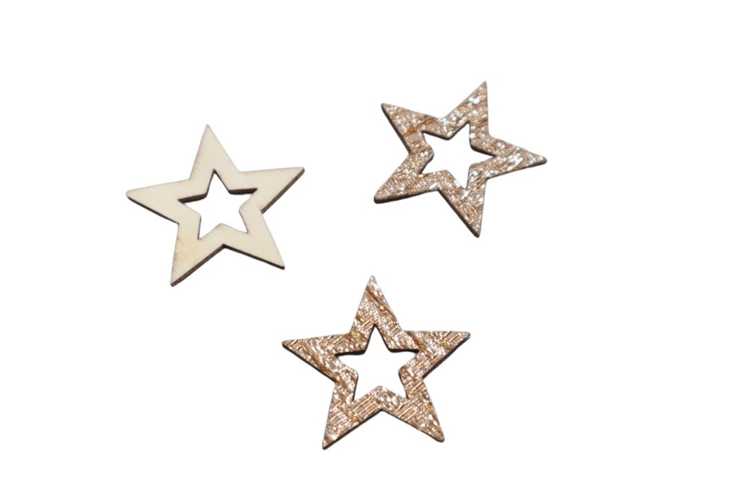Streuer Stern offen Holz gold-glitzer D3,5cm