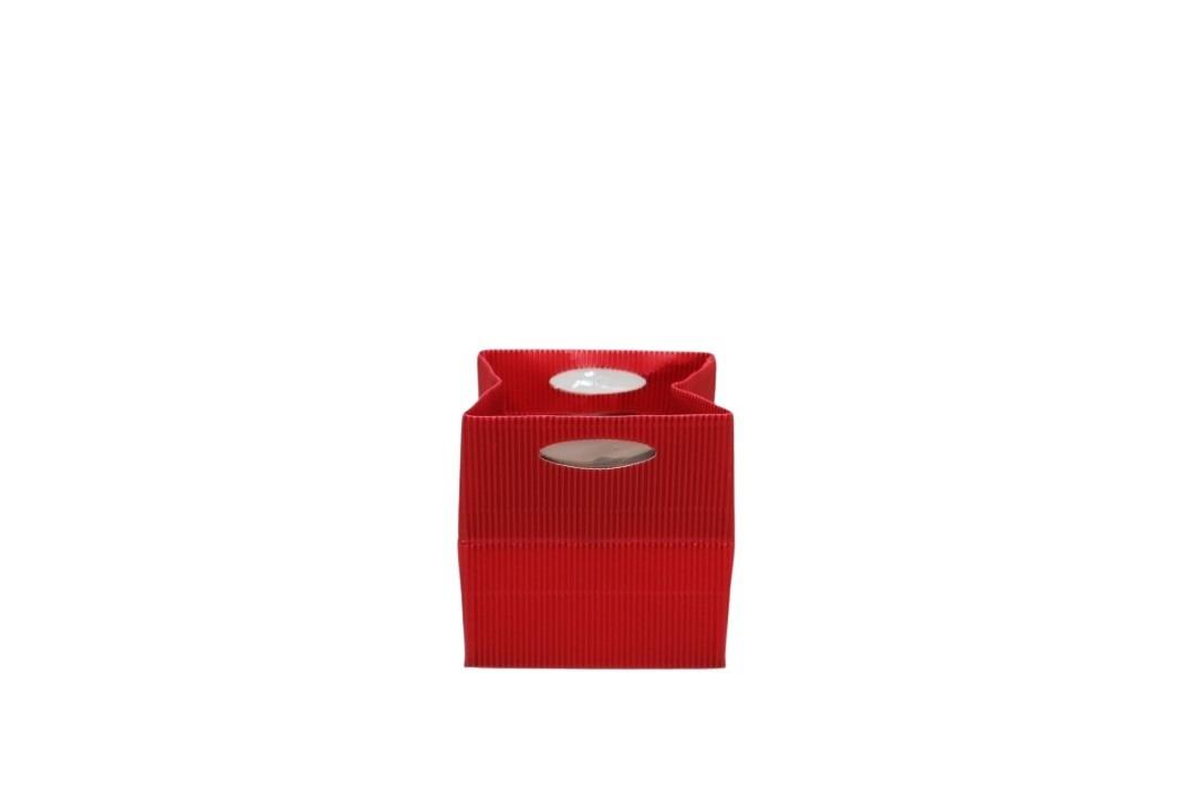 Tasche m. Folie Wellpappe weihnachtsrot 10,5x10,5cm